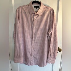 Banana Republic Non Iron Slim Fit Pink Check Dress Shirt Size L 16-16.5